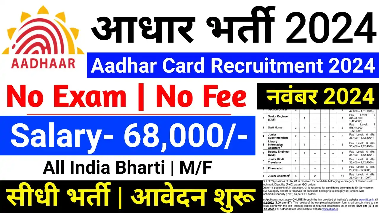 UIDAI Aadhaar Recruitment 2024